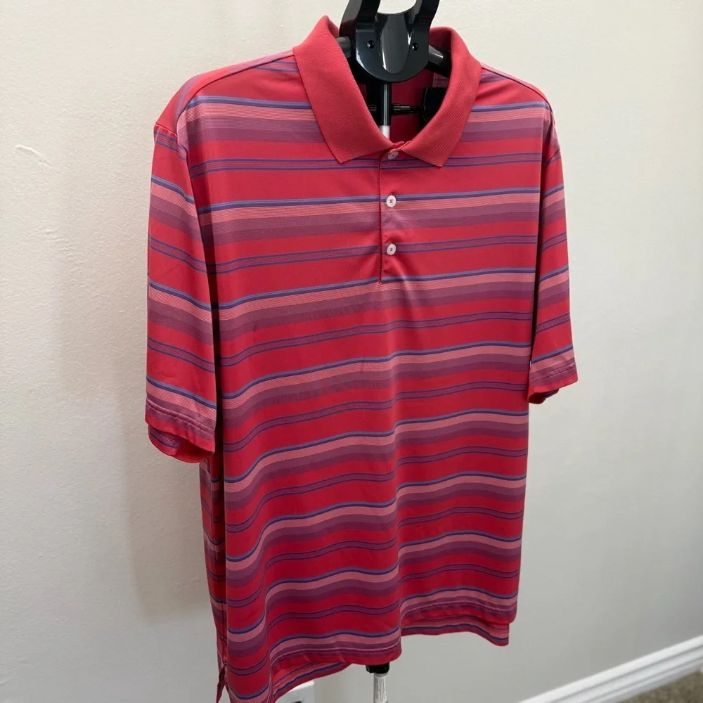 Adidas Golf ClimaCool Polo Shirt 2XL Red Striped Performance Mens